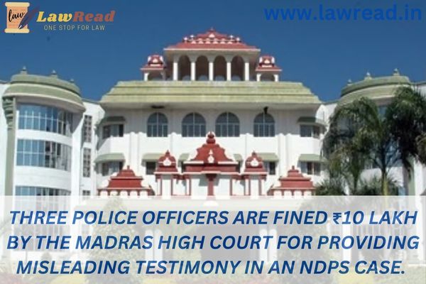Three police officers are fined ₹10 lakh by the Madras High Court for providing misleading testimony in an NDPS case.